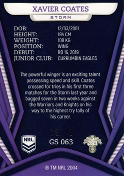 2023 NRL Traders Titanium - Gold Pearl Special #GS063 Xavier Coates Back